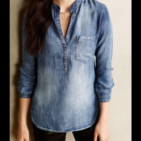 Anthropologie Tops - Anthropologie Cloth & Stone Chambray Popover Small